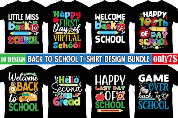 Back to School T-shirt 10 Design Bundle: A Digital Resource for Creative and Commercial Use