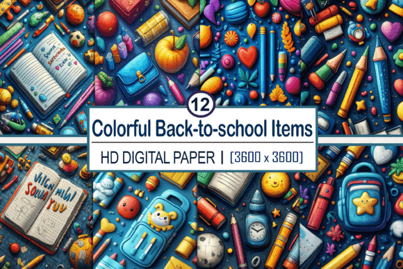 Colorful Back-to-school Items Page: A Versatile Resource for Creative Projects