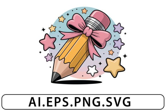 Retro Pencil Bow Back to School SVG: A Versatile Design for Print Merchandise